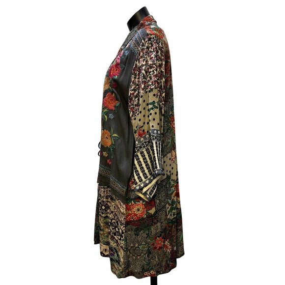 John Mark Embroidered Open-Front Kimono Cardigan XL Gray Multi - Picture 4 of 9